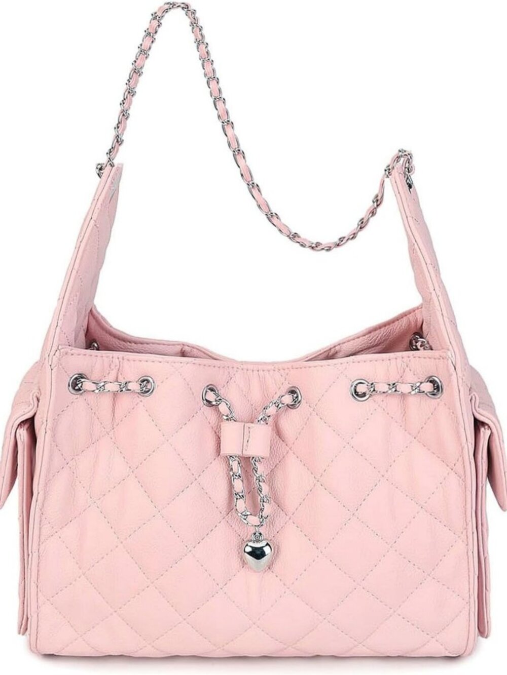 Quilted Vegan Leather Shoulder Bag with Chain Strap | Chic Hobo Purse for Women